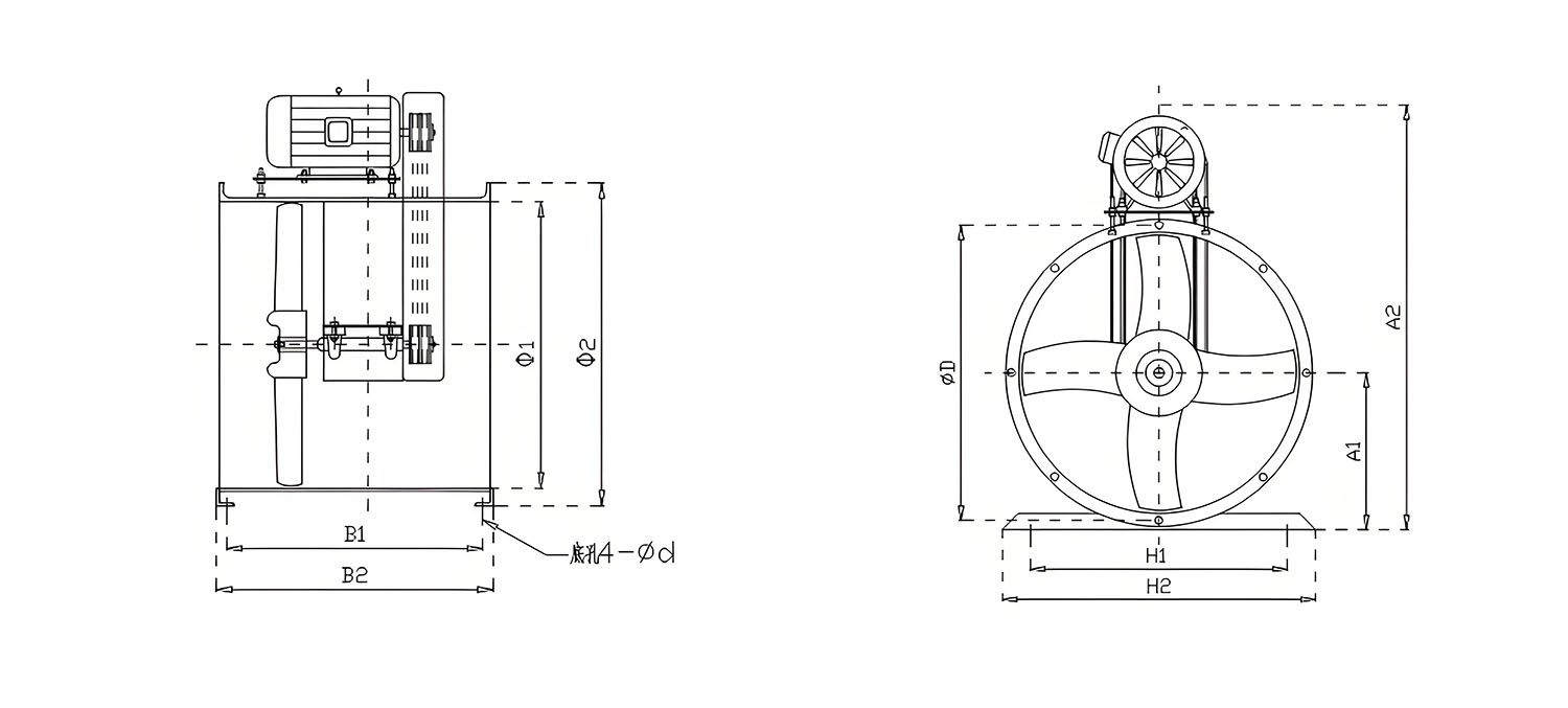 FT30C-型玻璃钢轴流风机安装图