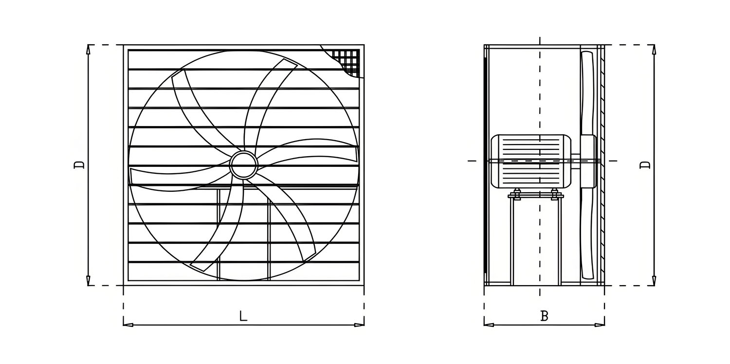 方形排风机安装图